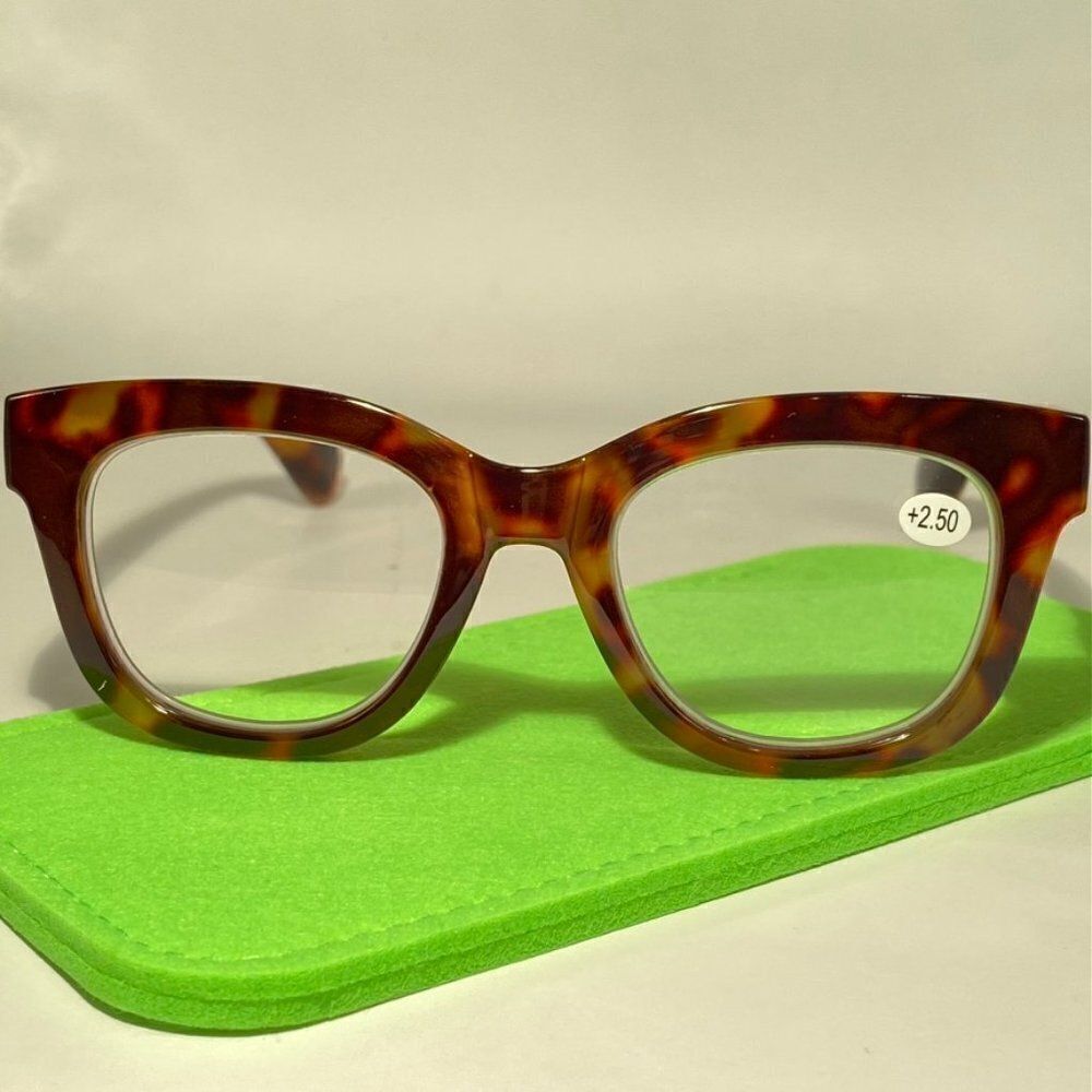 0621 Mona Reading Glasses  2.50 Tortoise Frames Rounded Square Shape